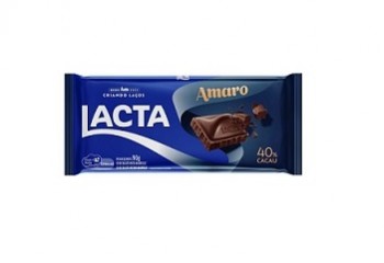 Barra de Chocolate Amaro 40% Cacau Lacta 90g