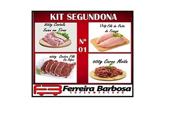 Kit Segundona 01 (800g Costelinha Suina/600g Contra File/600g Carne Moida/1kg Filé de Peito de Frango)