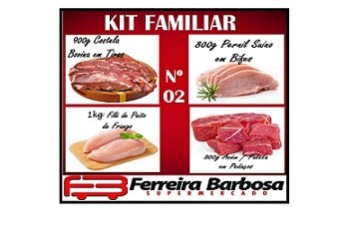 Kit Familiar 02 (800g Pernil Suino/900g Costela Bovina/1kg File de Peito de Frango/ 800g Acem/Paleta)