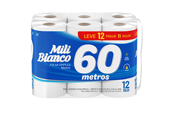 Papel Higiênico Mili Bianco 12X60m