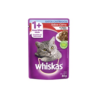 Ração Úmida Whiskas de Carne ao Molho para Gatos Sachê 85g