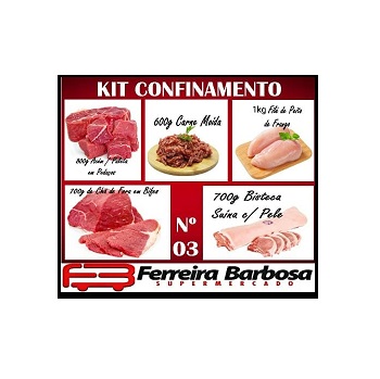 Kit Confinamento 03 (1kg File de Peito de Frango/700g Chã de Fora/700g Bisteca/600g Carne Moida/ 800g Acém/Paleta)