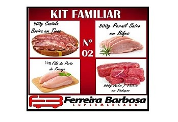 Kit Familiar 02 (800g Pernil Suino/900g Costela Bovina/1kg File de Peito de Frango/ 800g Acem/Paleta)