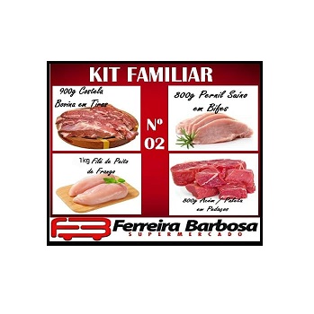 Kit Familiar 02 (800g Pernil Suino/900g Costela Bovina/1kg File de Peito de Frango/ 800g Acem/Paleta)