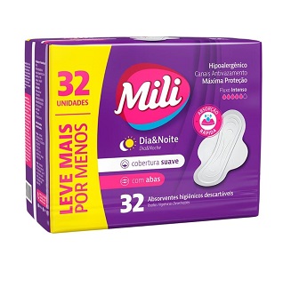 Absorv Mili Suave C/ Abas Noite Dia 32un