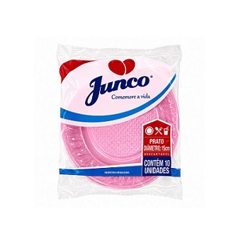 Prato Descartavel Rosa Raso Junco 15cm