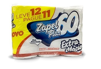 Papel Higiênico Zapel Plus 60 Extra Macio 12×60